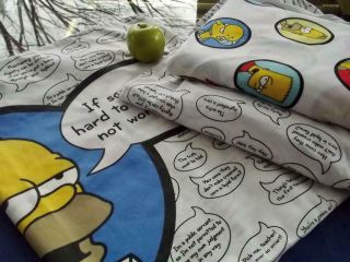 Vintage Matt Groening The Simpsons Twin Set 2 Sheets & Pillowcase Pictures Quote