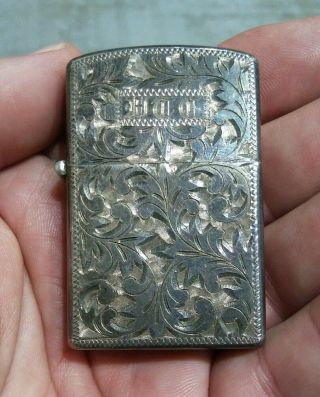 Vintage Sterling Silver Zippo Lighter Case Very Ornate 1950s