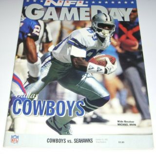 Nfl Gameday Dallas Cowboys Michael Irvin Cowboys Vs Seahawks Oct 11 1992 Program
