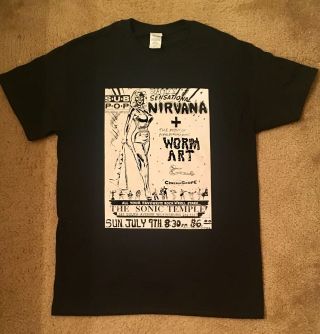 Nirvana 1989 Tour Flyer Medium T - Shirt Pittsburgh Area July 9 Bleach Vintage