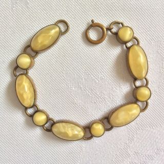 Vintage Art Deco 1930’s Czech? Yellow Satin Glass Bracelet For Repair