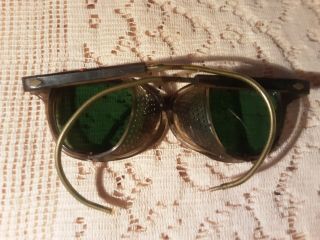 Vintage Green Old Safety Glasses Goggles with Side Shield 2