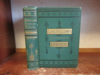 Old Poems Of Henry Wadsworth Longfellow Book 1882 Victorian Decorative Poetry,