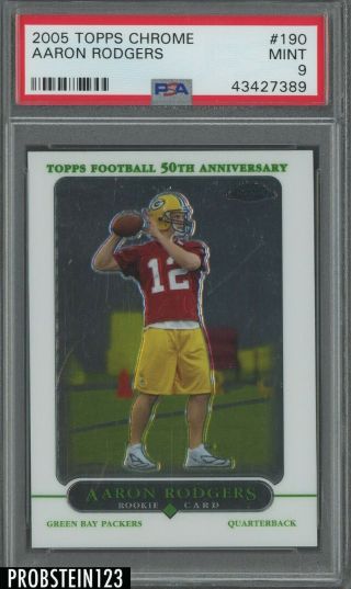 2005 Topps Chrome 190 Aaron Rodgers Packers Rc Rookie Psa 9