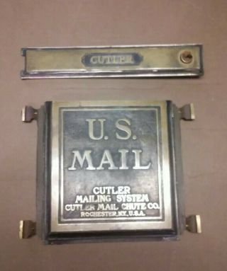Antique U.  S.  Mail Cast Iron Cutler Mailing System Post Office Letter Chute