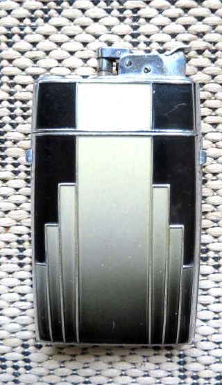 Vintage Art Deco Black & Silver Enamel Evans Cigarette Case & Lighter