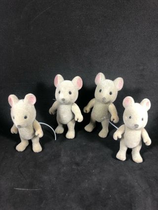 Calico Critters/sylvanian Families Vintage Maple Town Mouse Family Of 4 (13n)