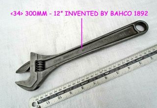 Vintage 12 " Bahco Of Sweden No:8073 Adjustable Crescent Wrench Old Tool