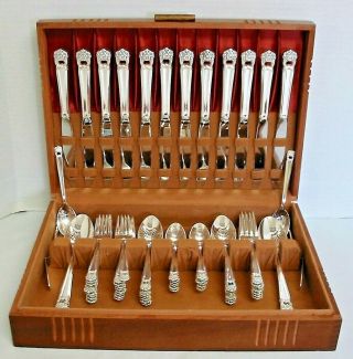 68 Piece Set Eternally Yours Silverplate Flatware With Chest 1847 Rogers Bros