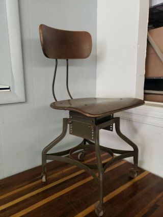Vintage Toledo Uhl Industrial Adjustable Drafting Stool Chair