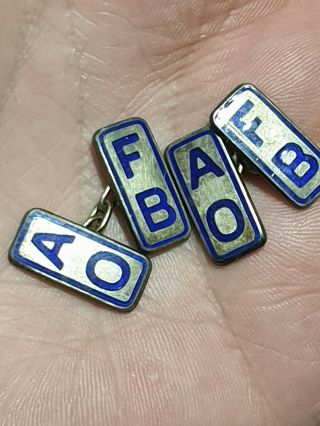 Vintage Silver Enamel Cufflinks Ancient Order Of Froth Blowers Aofb