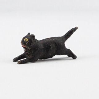 Antique Vienna Cold Painted Bronze - Miniature Black Cat Figure -