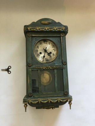 Antique Gustav Becker Wall Clock Gloria R P26 18 Inches Tall