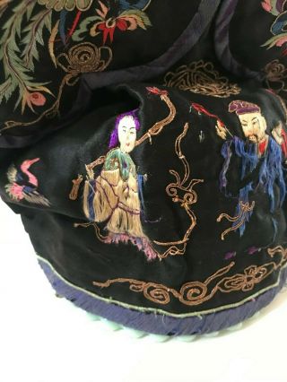 Antique Chinese Embroidered Children Hat Silk RAR Phoenix birds Man Women 3
