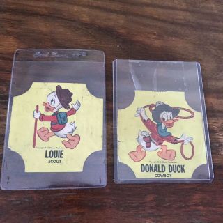 Vintage Walt Disney Donald Duck As A Cowboy And Louie As A Scout Bread Labels