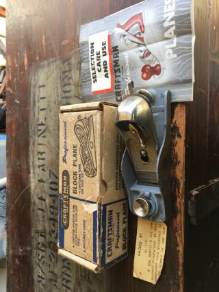 Vintage Craftsman Small Hand Wood Plane Box & Paper