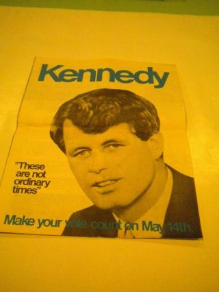 Vintage 1968 Robert Kennedy Presidential Campaign Brochure 4pages,  Nebraska Flyer
