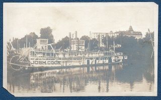Found Photo Snapshot Ca.  1900s - 1910s River Boat Josh Cook B&l Lines At Dock Sharp