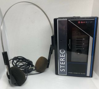 Vintage Blue Sanyo Mgp9 Stereo Cassette Player Walkman & Headphones Rare