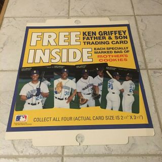 Vintage 1991 Ken Griffey Jr.  Father & Son Mothers Cookies Promo Poster 18x22 Mlb