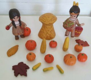 Vintage Ceramic Mold Indian Thanksgiving Set
