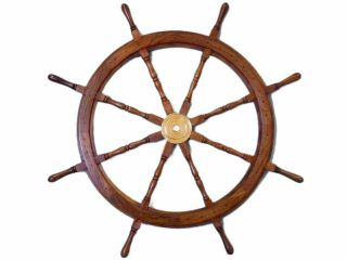 36 Inch Antique Large Nautical Handcrafted Wooden Ship Wheel Wall Decor