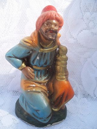 Vtg Mid Century Germany Paper Mache Christmas Nativity Wise Man King Figurine