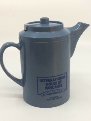Vintage Insulated Ihop International House Pancakes Coffee Syrup Pitcher Blue