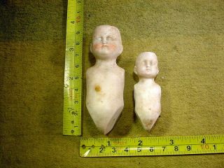 2 X Excavated Vintage Faded Painted Bisque Doll Body Age 1890 Hertwig Art 13583