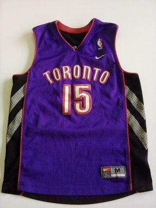 Vtg Nba Nike Toronto Raptors Vince Carter 15 Jersey Kid Boy Size Medium Sewn