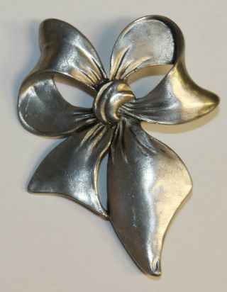 1988 Seagull Pewter Canada Figural Bow Ribbon Pin Brooch Vintage Estate Jewelry
