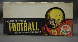 1958 Topps Football 5 Cent Wax Empty Display Box W/ Rub A Coin Quiz