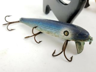 Vintage 4 1/4 " Pflueger Fishing Lure Blue Mullet.  3
