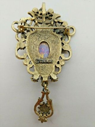 Signed Coventry Harlequin Glass Contessa Vintage Gold Brooch Pin Faux Pink Opal 3
