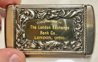 Antique Advertising Match Safe/vesta “london Exchange Bank Co.  – London,  Ohio.  ”
