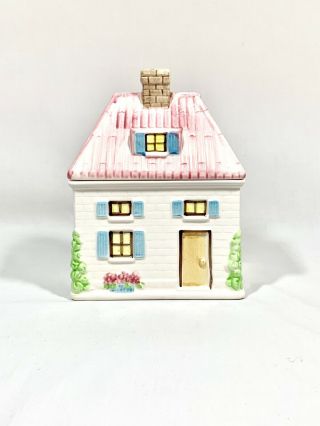 Ceramic Cottage House Kitchen Canister Vintage Lefton Hand Painted Made In Japan