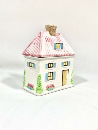 Ceramic Cottage House Kitchen Canister Vintage Lefton Hand Painted Made in Japan 2