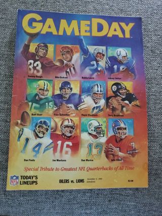 Nfl Gameday Program Oilers Vs Lions November 5,  1989