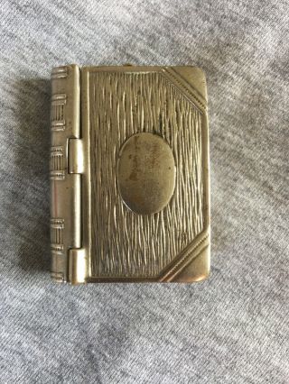 Vintage/antique Silver Plated Vintage Pill/ Snuff / Stamp/match Box Book Shape