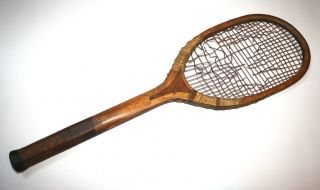 Vintage/antique Wooden Tennis Racket Williams Auna,  France C 1910 - 1915