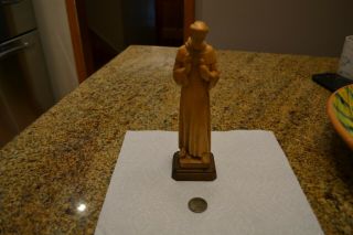 Vtg 8 1/4 " Hand Carved Wood St.  Francis Statue Figure Italy