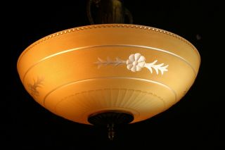 Vintage Hanging Light Chandelier With a Glass Shade Mid Century Lighting Fixture 2
