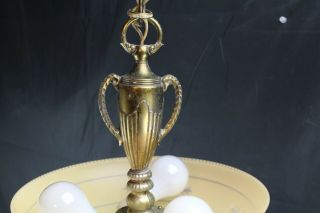 Vintage Hanging Light Chandelier With a Glass Shade Mid Century Lighting Fixture 3