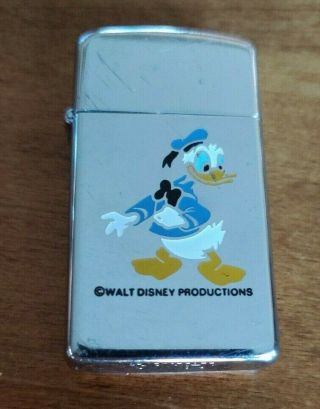 Vintage Zippo Lighter " Slim " Walt Disney Productions Donald Duck