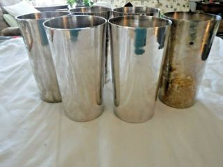 Vintage Hand Spun Silver Plated On Copper 12 Oz Julep Cups Set Of 6