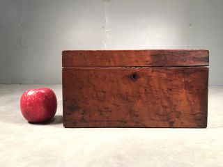 Antique Primitive Early 19th C Wood Cigar Humidor Copper Insert Tea Box Caddy