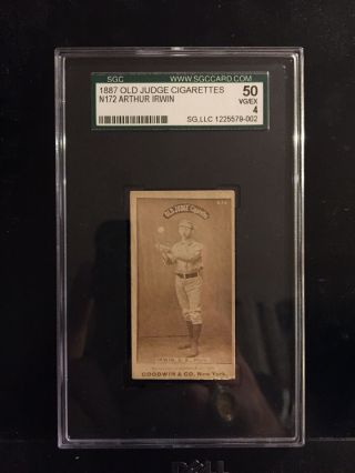 1887 Old Judge N172 Arthur Irwin Baseball Card Sgc 50 Vg/ex 4