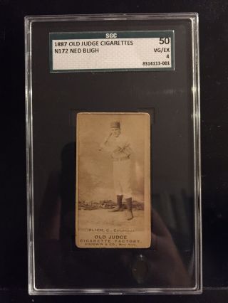 1887 Old Judge N172 Ned Bligh Baseball Card Sgc 50 Vg/ex 4