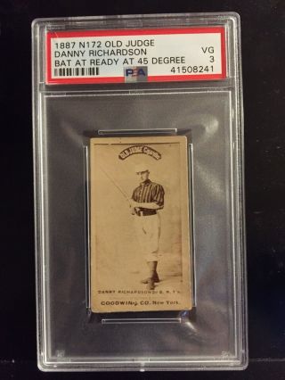 1887 N172 Old Judge Danny Richardson “bat At 45 Degree” Baseball Card Psa 3 Vg