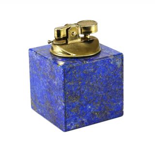 Continental Lapis Lazuli & Gold Plated Metal Table Lighter,  20th Century